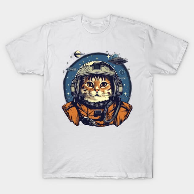 Space Pilot Cat Spacecat Astronaut T-Shirt by Shaani